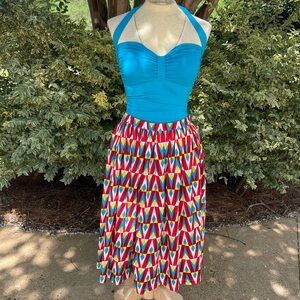 Lindy Bop Multicolor Geometric Skirt and Bathing Suit